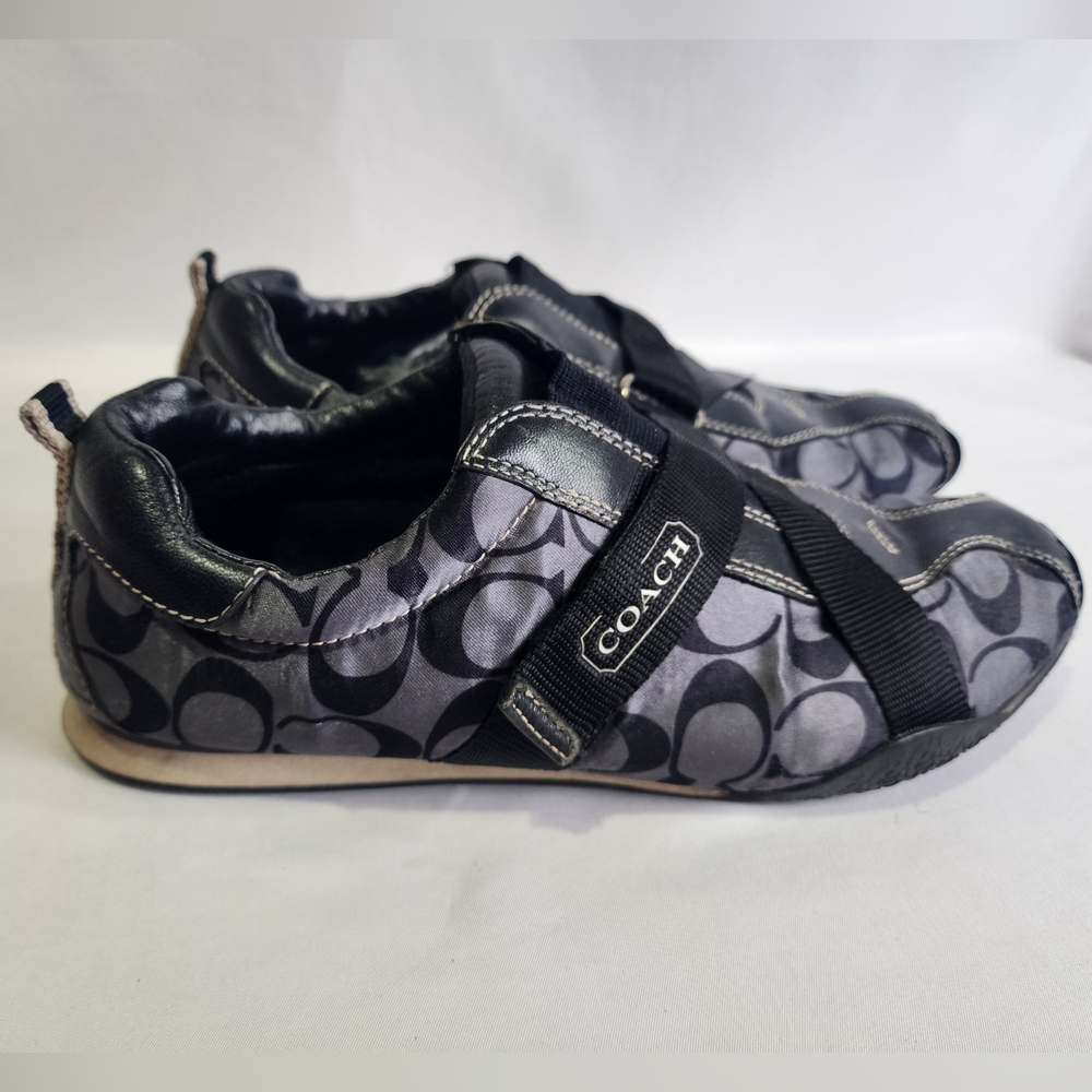 Coach Jenney walking sneakers Shoes Black Gray Monogram C Sz 8 Y2K